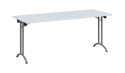 SLA 180 lak skládací jednací stůl 1800x700, deska 25 mm, podnož stříbrný lak, deska bílá